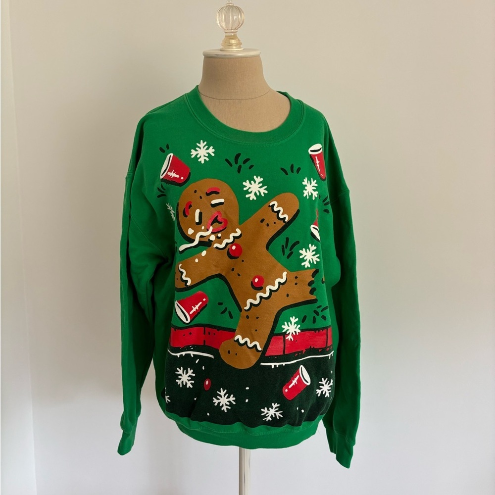 Gingerbread Man American Rag Holiday Crewneck Sweatshirt L
